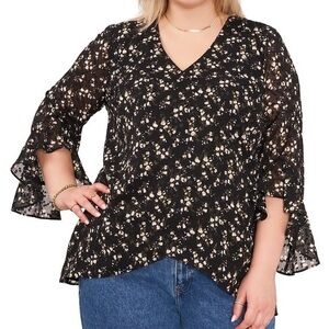 VINCE CAMUTO Plus Size V-Neck Flutter Sleeve Blouse 3X